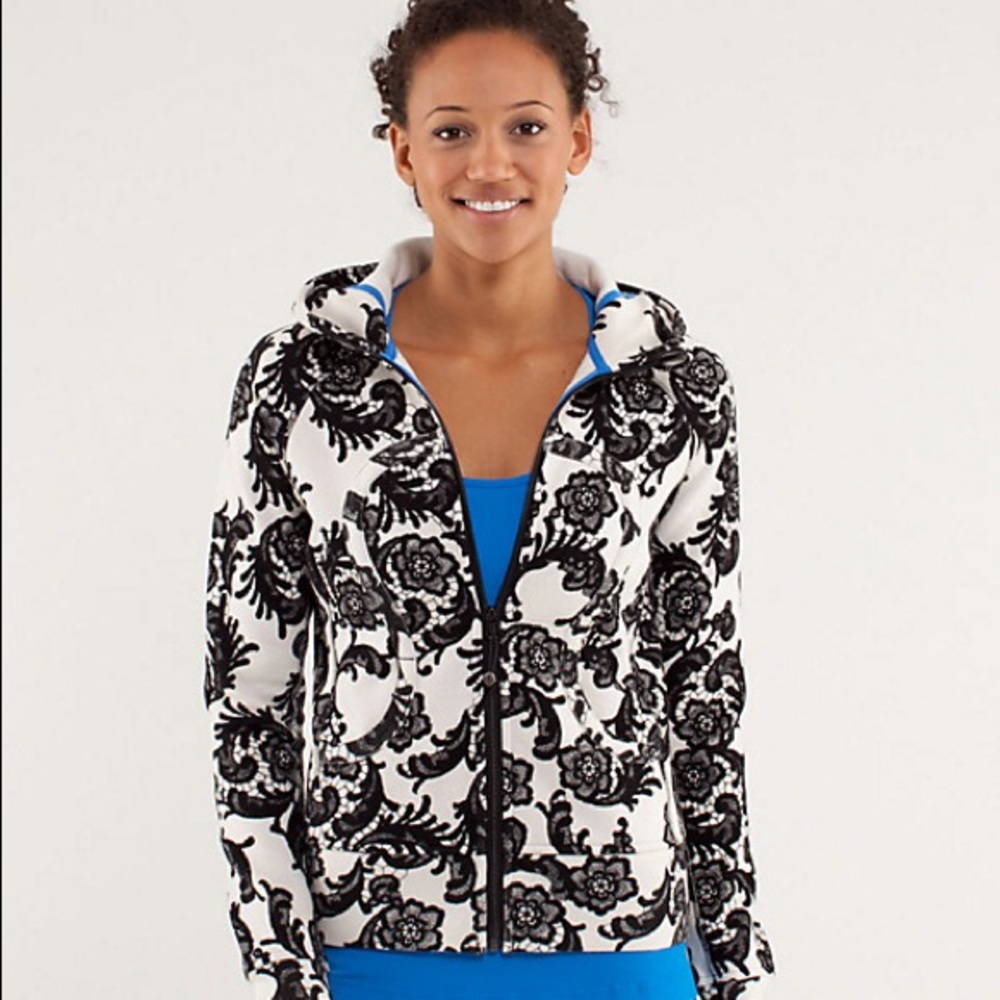 Lululemon black and white scuba hoodie size 4